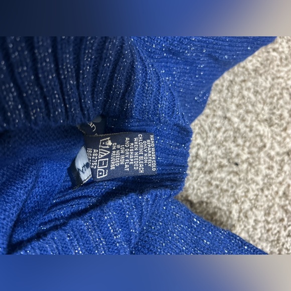 Susan Graver Style Sweater Metallic Blue Button Frond Size 1X - Picture 6 of 10